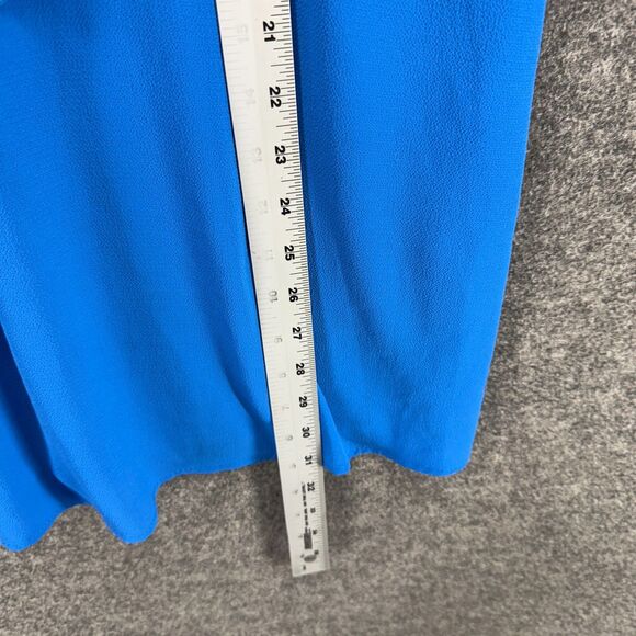 Mod Dress Women S Small Blue Shift Short Sleeveless Lined Hook & Eye Ruffle - Picture 4 of 7